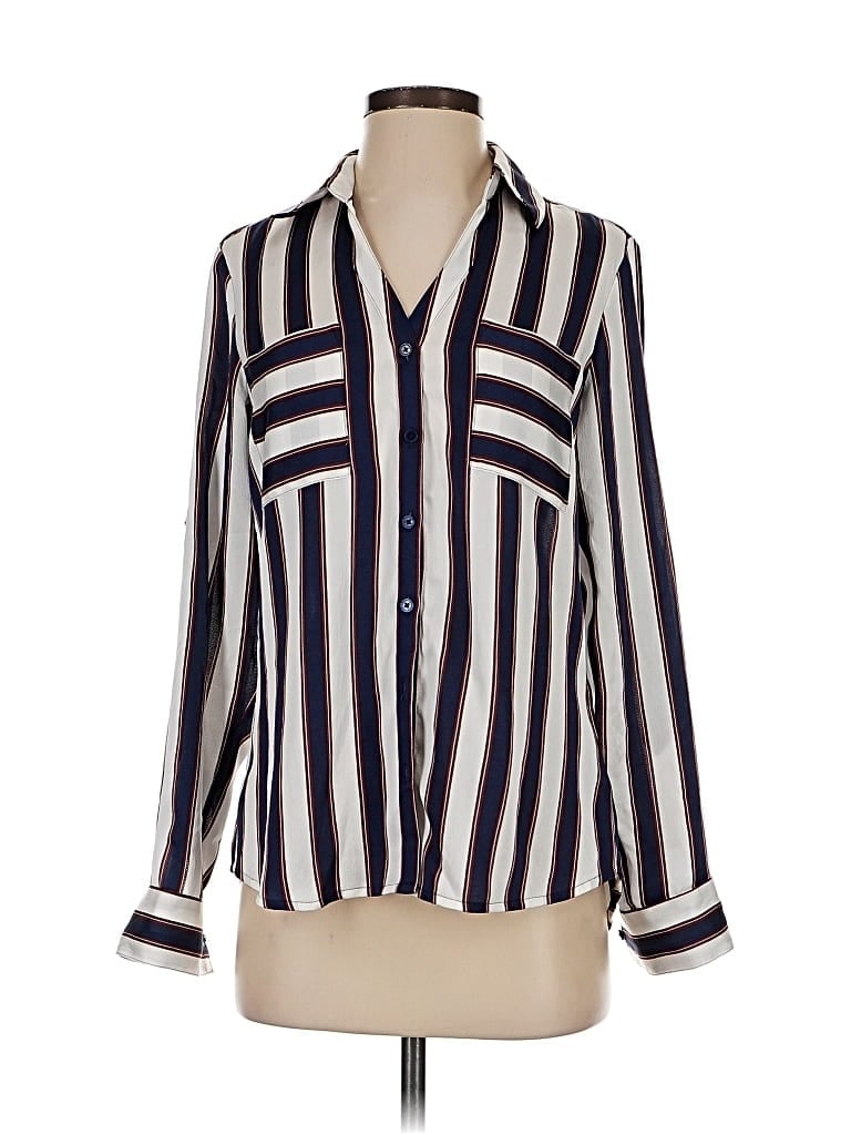 Pre-owned Express Long Sleeve Blouse In White