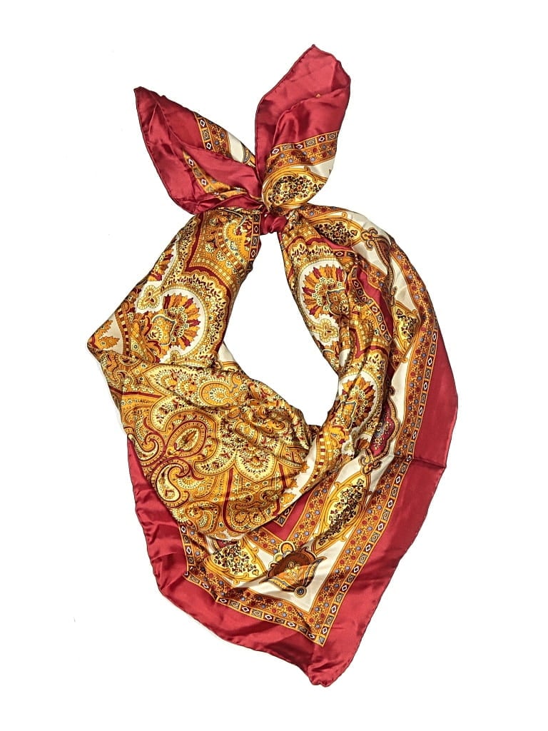 Pre-owned Unbranded Silk Scarf In Red