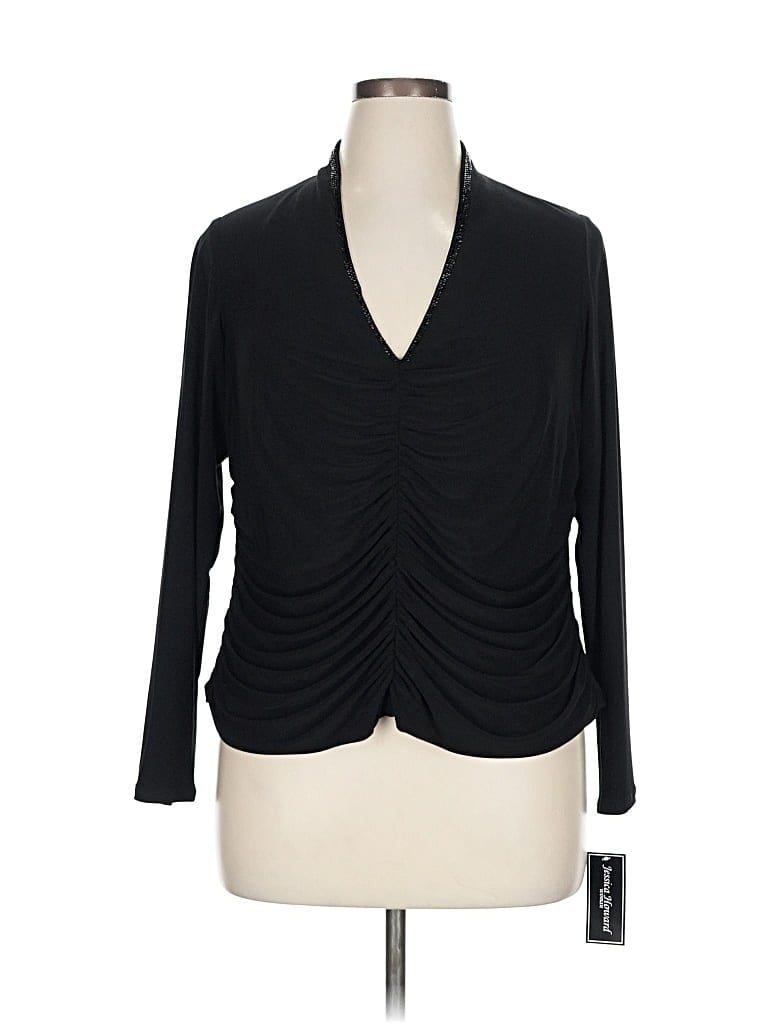Pre-owned Jessica Howard Long Sleeve Blouse In Black