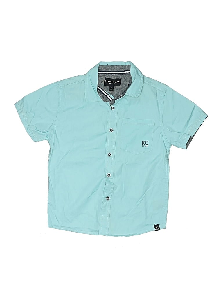 Pre-owned Kenneth Cole Kids' Short Sleeve Button Down Shirt In Blue