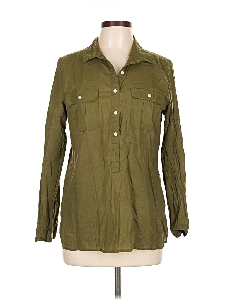 Pre-owned Old Navy Long Sleeve Button Down Shirt In Green