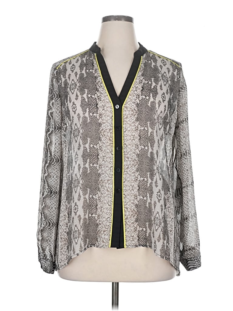 Pre-owned Alfani Long Sleeve Blouse In Gray