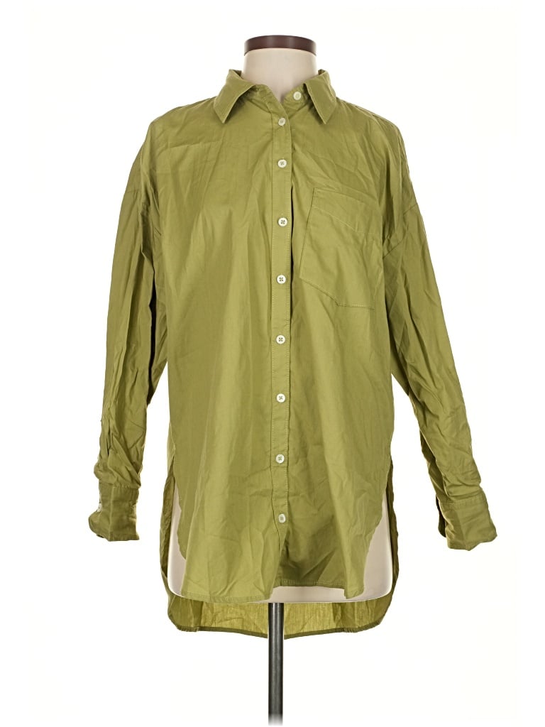 Maeve By Anthropologie Long Sleeve Button Down Shirt In Green
