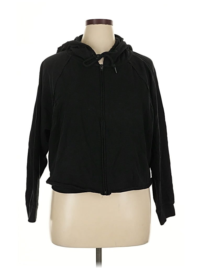 Pre-owned Victoria's Secret Pink Zip Up Hoodie In Black