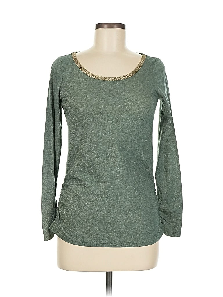 Assorted Brands Long Sleeve Top Green Scoop Neck Tops In Green