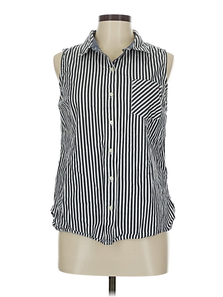 Pre-owned Tommy Hilfiger Sleeveless Button Down Shirt In Black