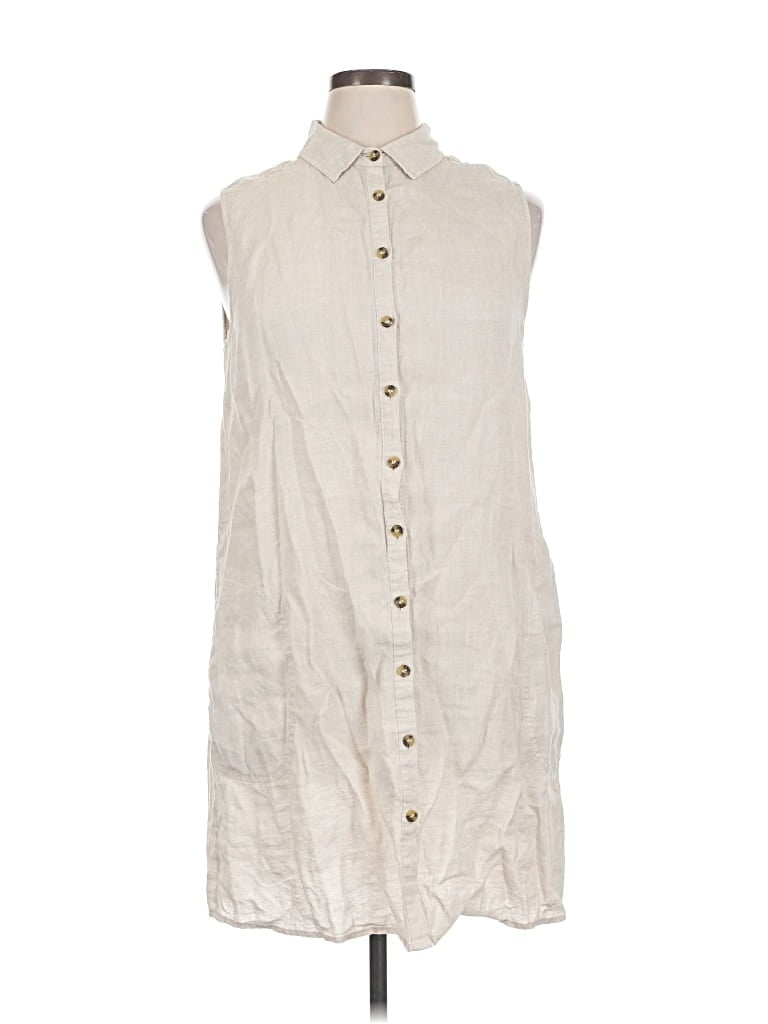 Pre-owned Tahari Sleeveless Button Down Shirt In White
