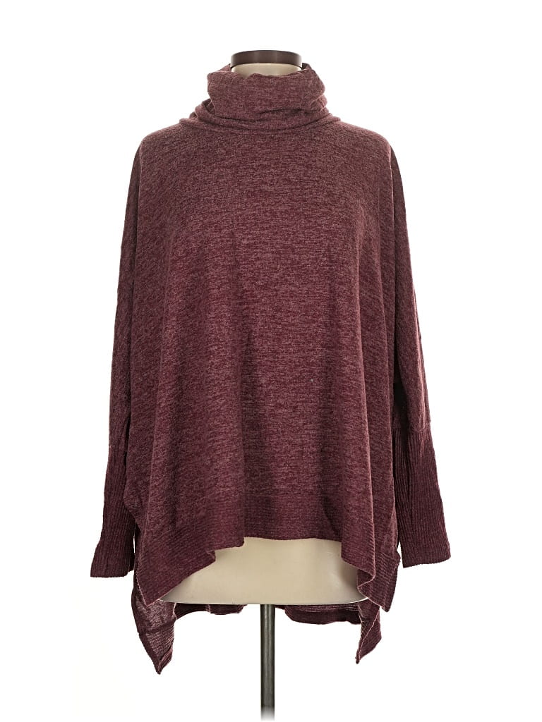 Pre-owned Zenana Turtleneck Sweater In Burgundy