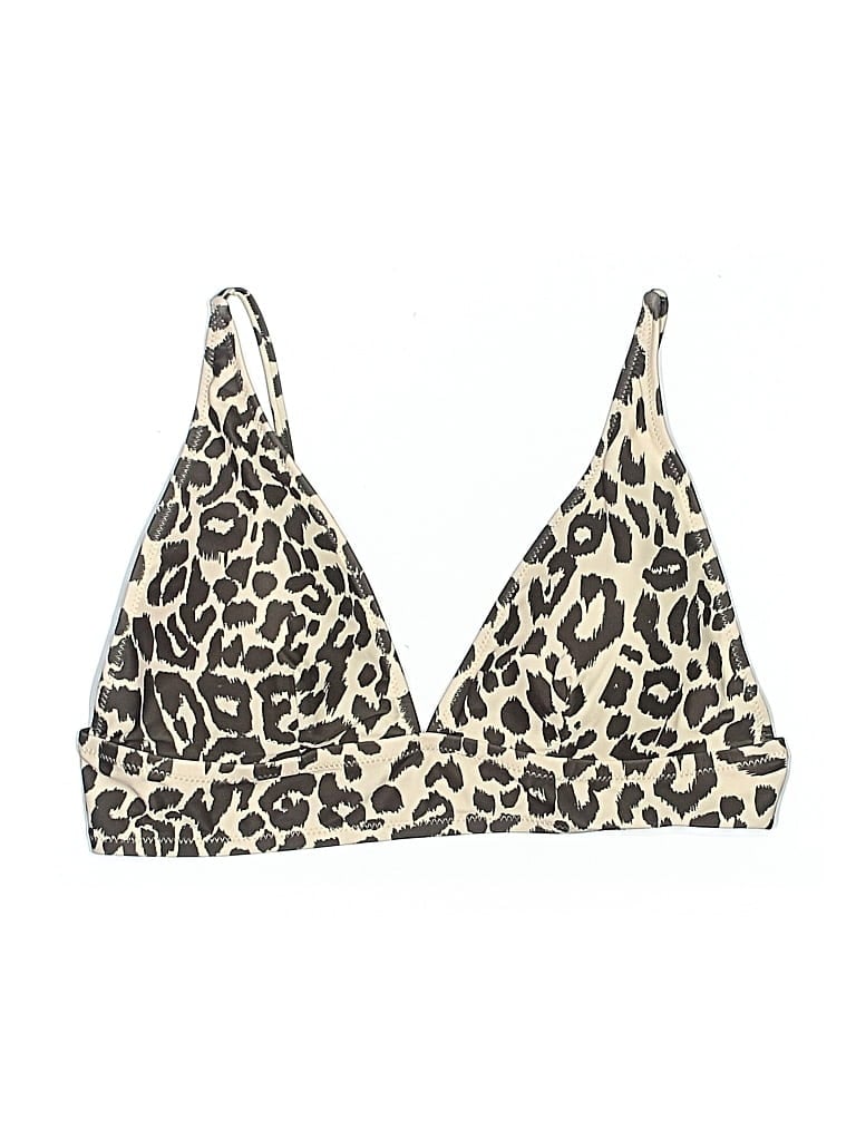 Aaron & Amber Swimsuit Top Gold Animal Print Pattern Swimwear In Animal Print