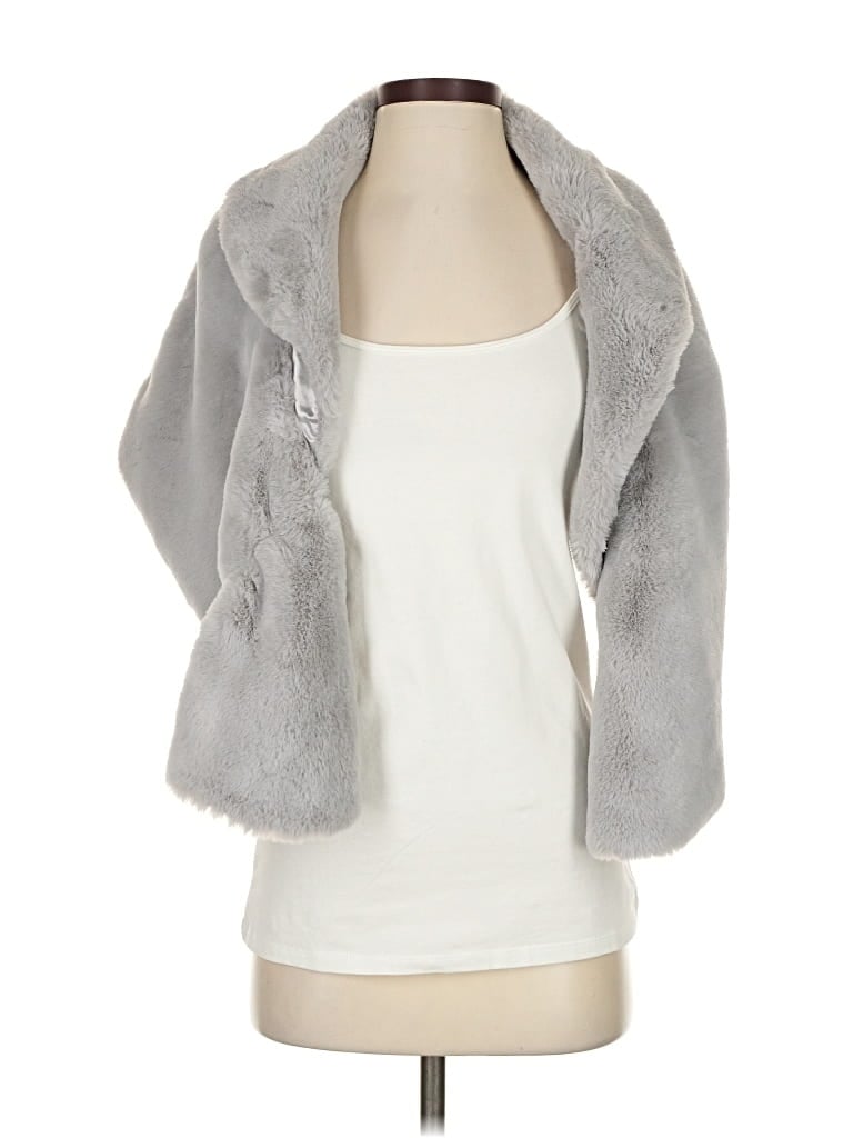 Pre-owned Bhldn Faux Fur Jacket In Gray