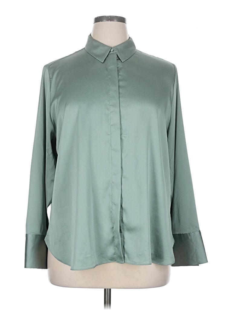 Pre-owned Chico's 3/4 Sleeve Blouse In Green