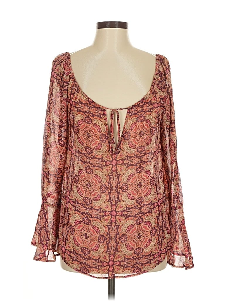 Pre-owned Sanctuary Long Sleeve Blouse In Brown