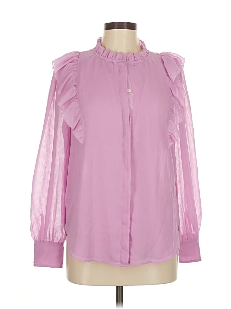 Pre-owned Ann Taylor Long Sleeve Blouse In Pink