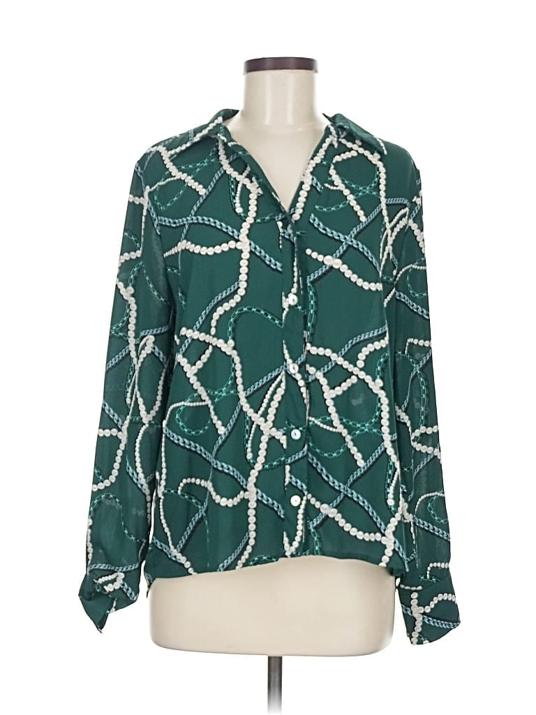 Pre-owned Fever Long Sleeve Blouse In Blue