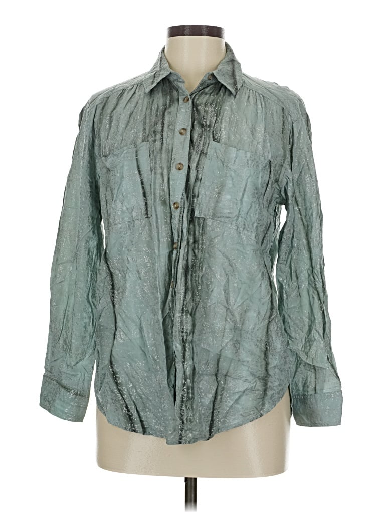 Pre-owned Pilcro Long Sleeve Button Down Shirt In Green