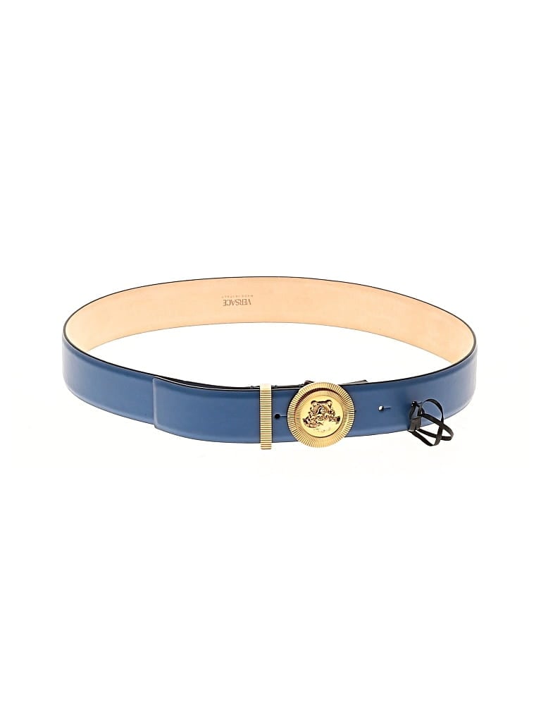 Pre-owned Versace Leather Belt In Blue