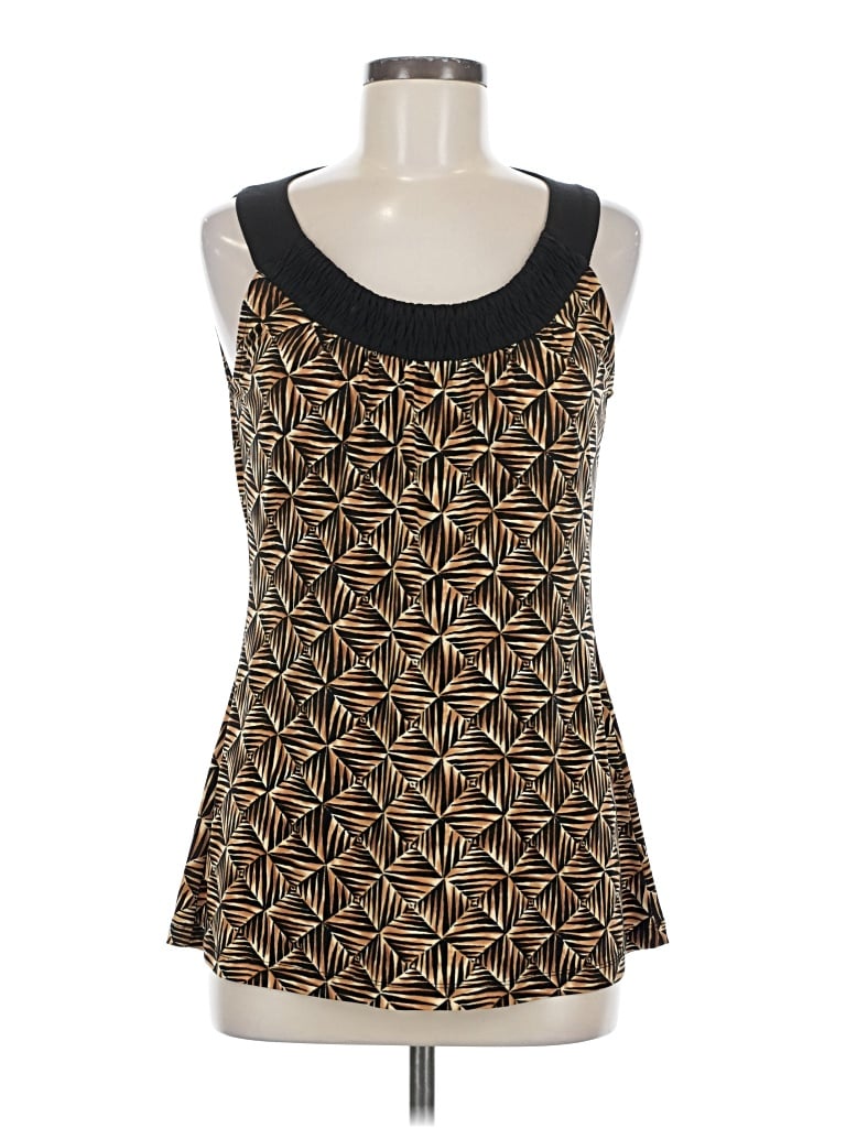 Pre-owned Liz & Co. Sleeveless Top Gold Square Neckline Tops