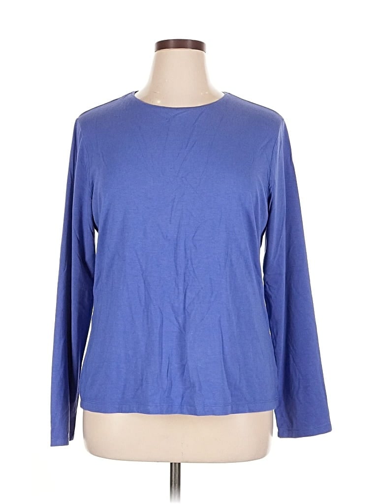 Pre-owned Coldwater Creek 3/4 Sleeve T-shirt In Blue