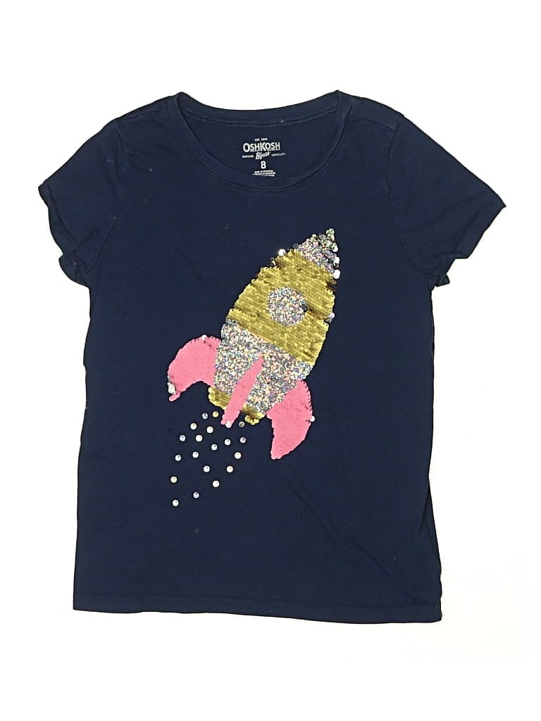 Pre-owned Oshkosh B'gosh Kids' Short Sleeve Top Blue Keyhole Neckline Tops