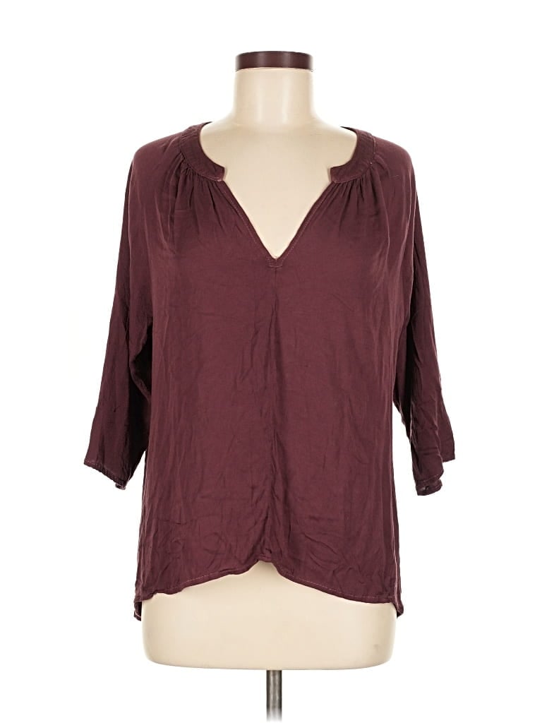 Pre-owned Michael Stars 3/4 Sleeve Blouse In Burgundy