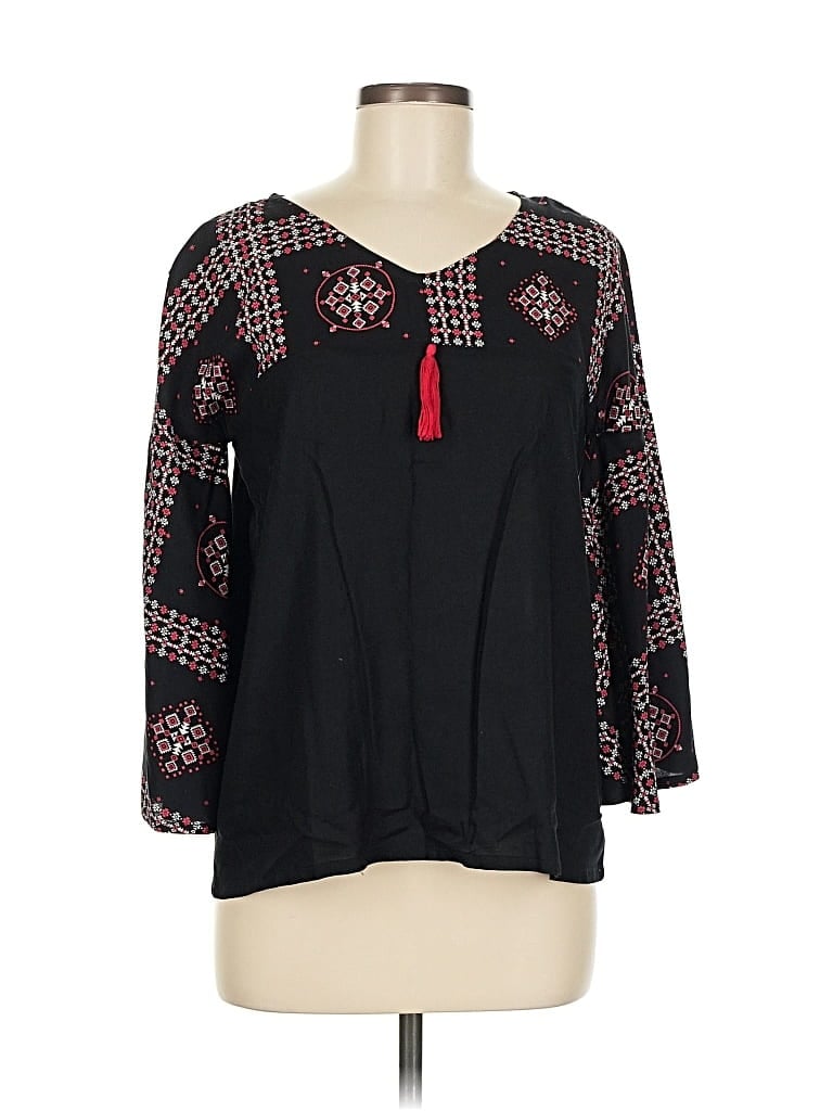 Pre-owned Assorted Brands 3/4 Sleeve Blouse In Black