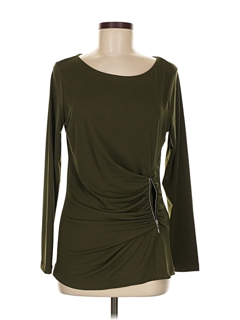 Pre-owned Venus Long Sleeve Top Green Boatneck Tops