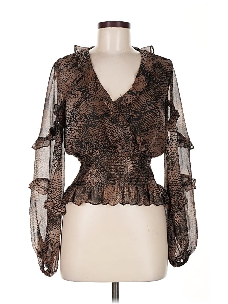 Pre-owned Bardot 3/4 Sleeve Blouse In Brown