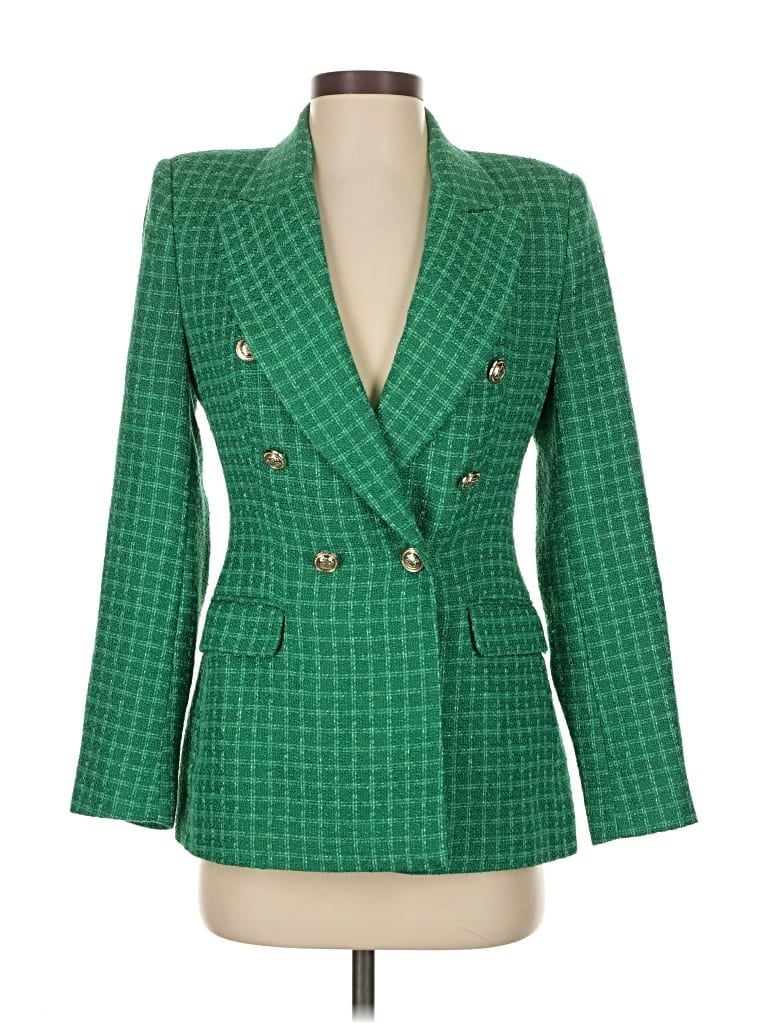 Pre-owned Zara Blazer Jacket In Green