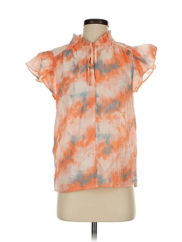 Pre-owned Current Air Short Sleeve Blouse In Orange