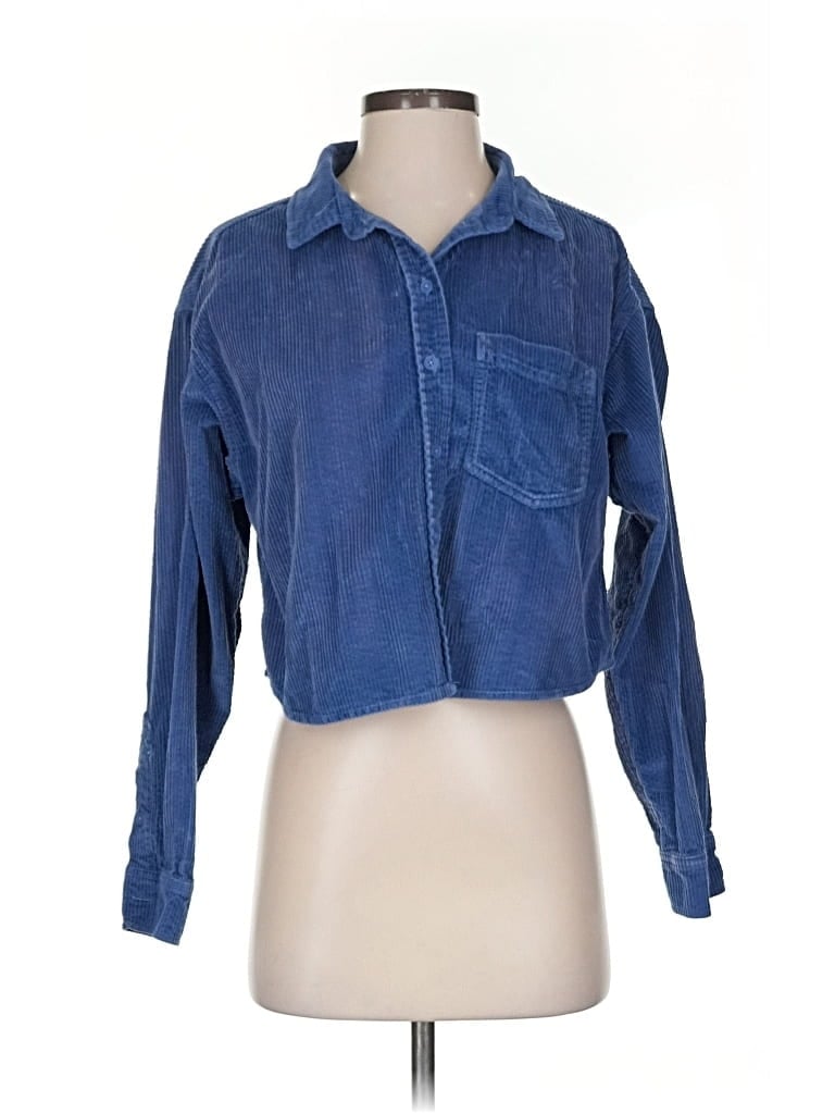 Pre-owned American Eagle Outfitters Long Sleeve Button Down Shirt In Blue