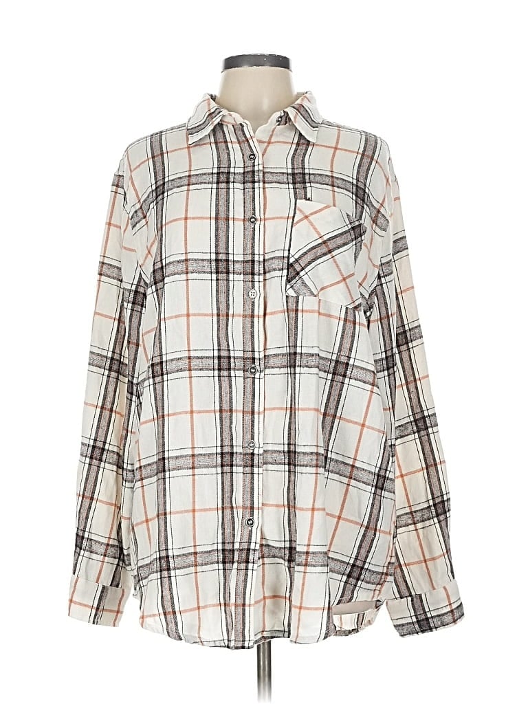 Pre-owned La Miel Long Sleeve Button Down Shirt In White