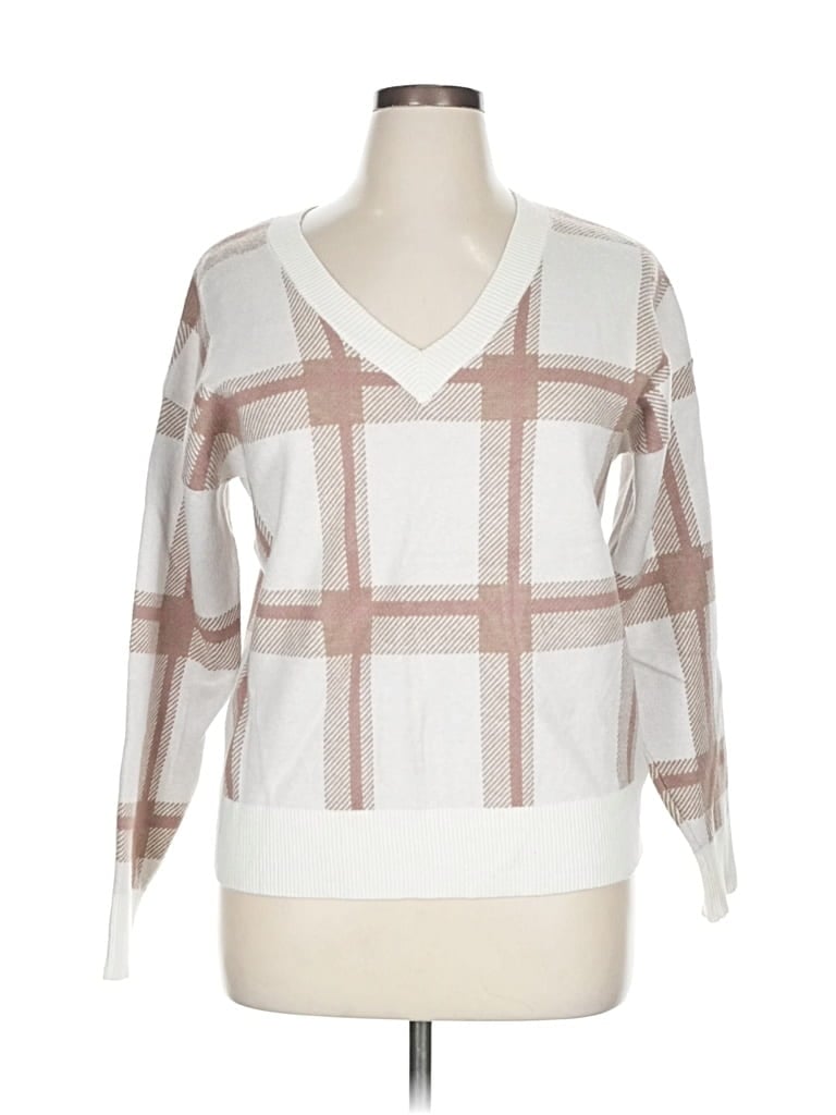 Pre-owned Max Studio Pullover Sweater In White