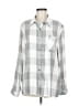 Amaryllis 100% Rayon Checkered-gingham Gray Long Sleeve Button-Down Shirt Size M - photo 1