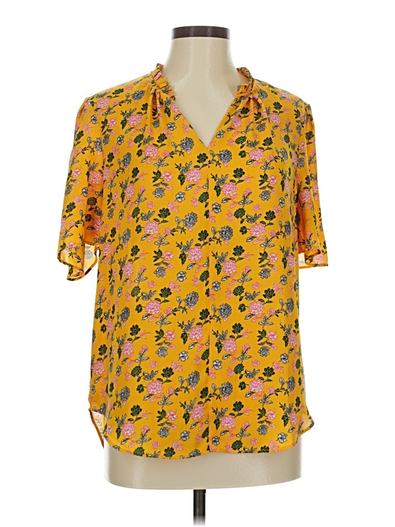 Pre-owned T Tahari Short Sleeve Blouse In Yellow