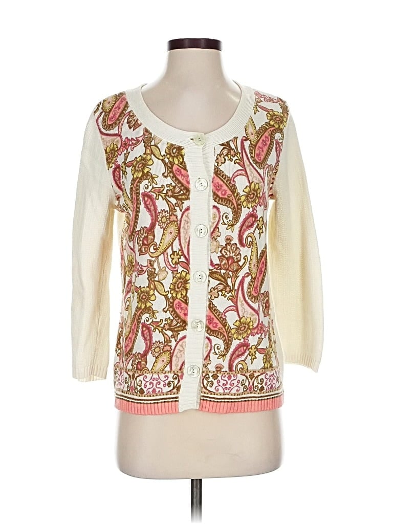 Pre-owned Jjill Cardigan Sweater In White