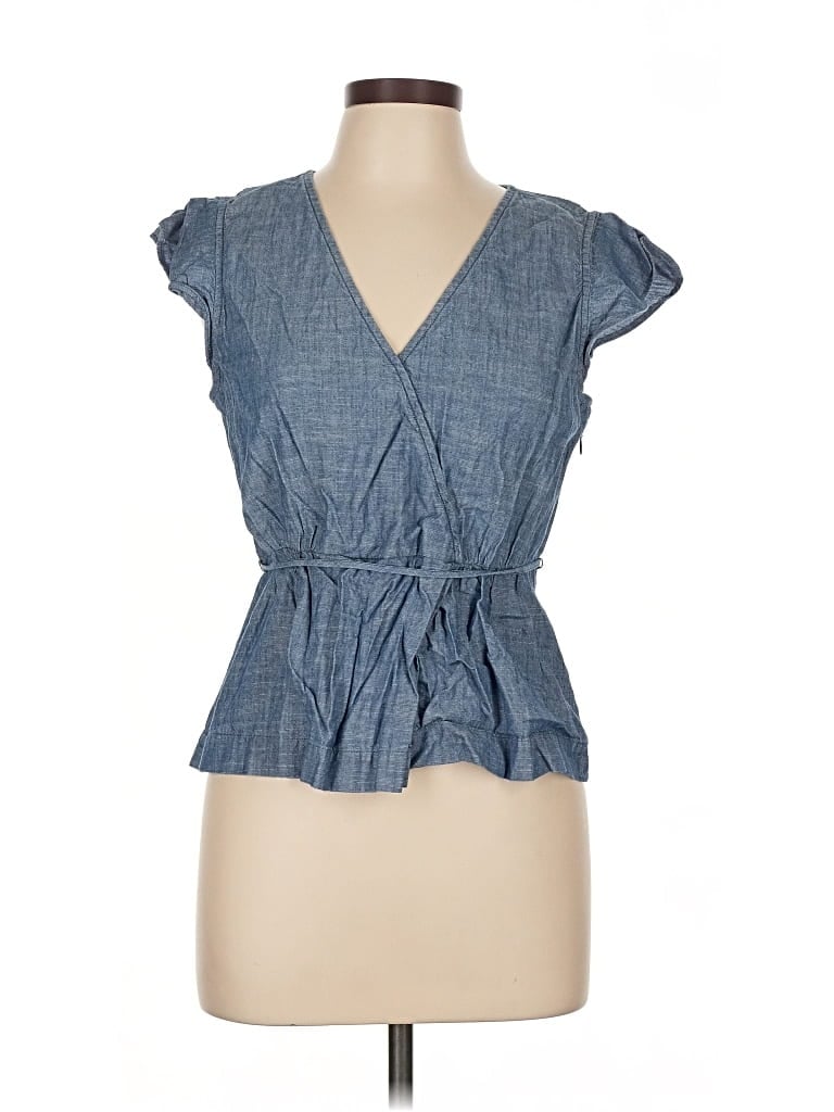 Pre-owned J. By J.crew Short Sleeve Blouse In Blue
