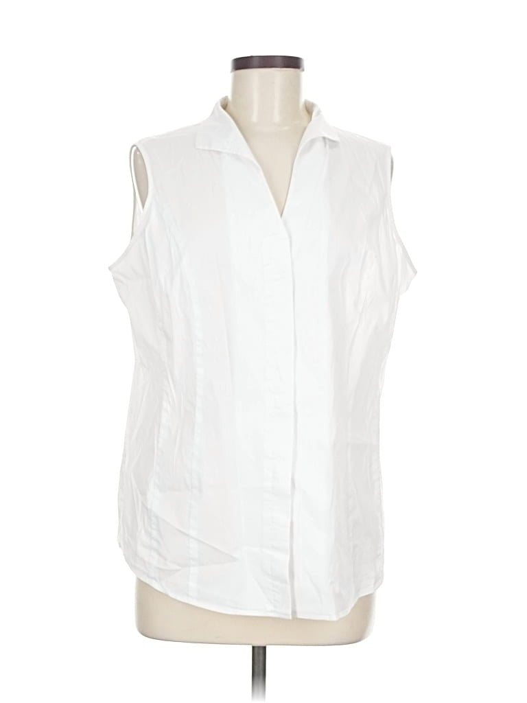 Pre-owned Misook Sleeveless Button Down Shirt In White