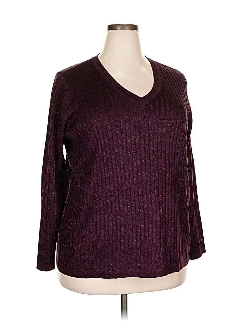 Pre-owned Tommy Hilfiger Pullover Sweater In Burgundy