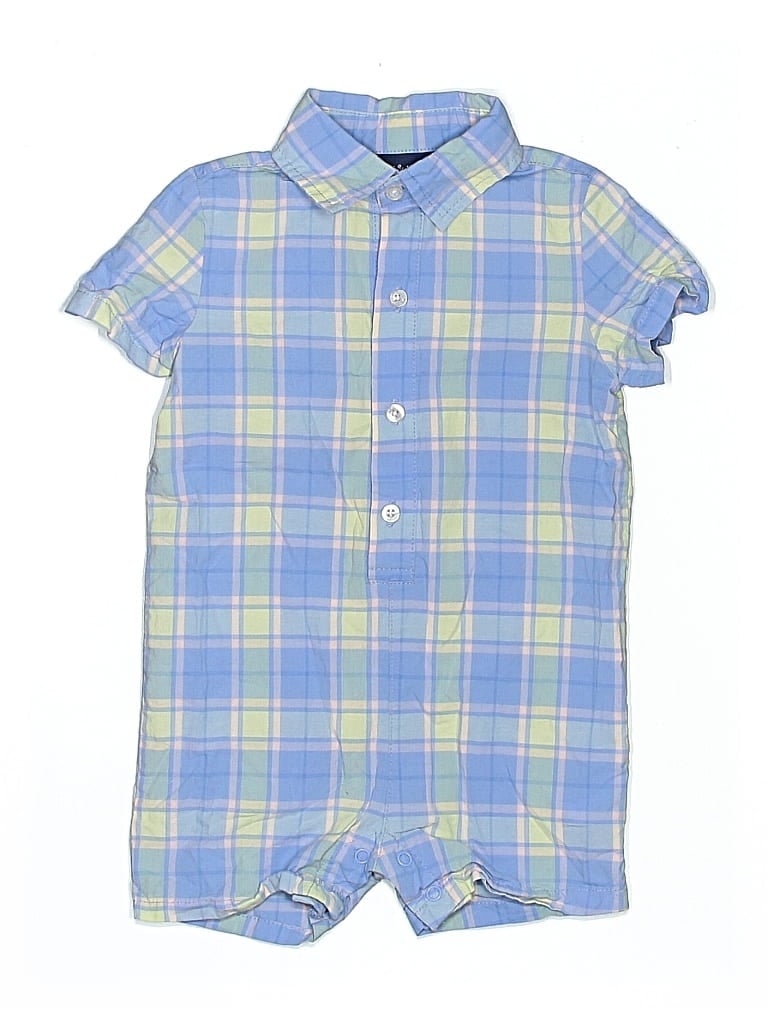 Pre-owned Andy & Evan Kids' Short Sleeve Onesie In Blue