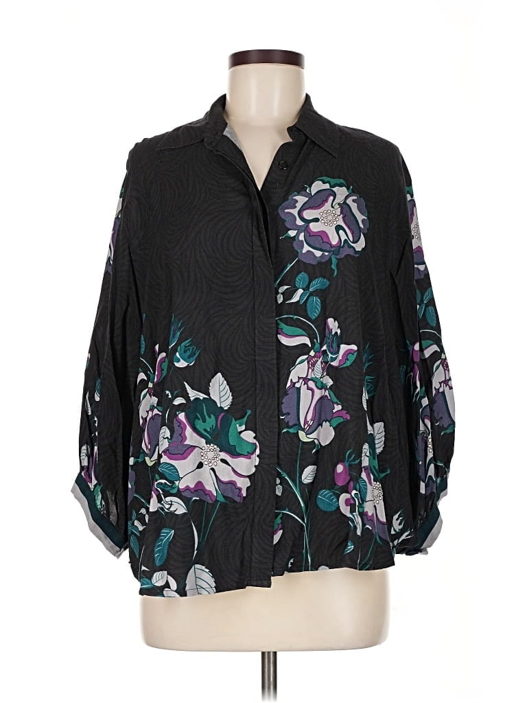 Pre-owned Blank London 3/4 Sleeve Blouse In Black