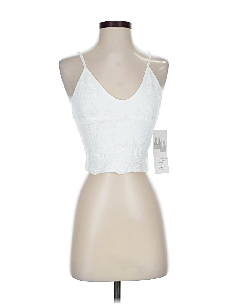 Pre-owned Aura Tank Top White Halter Neckline Tops