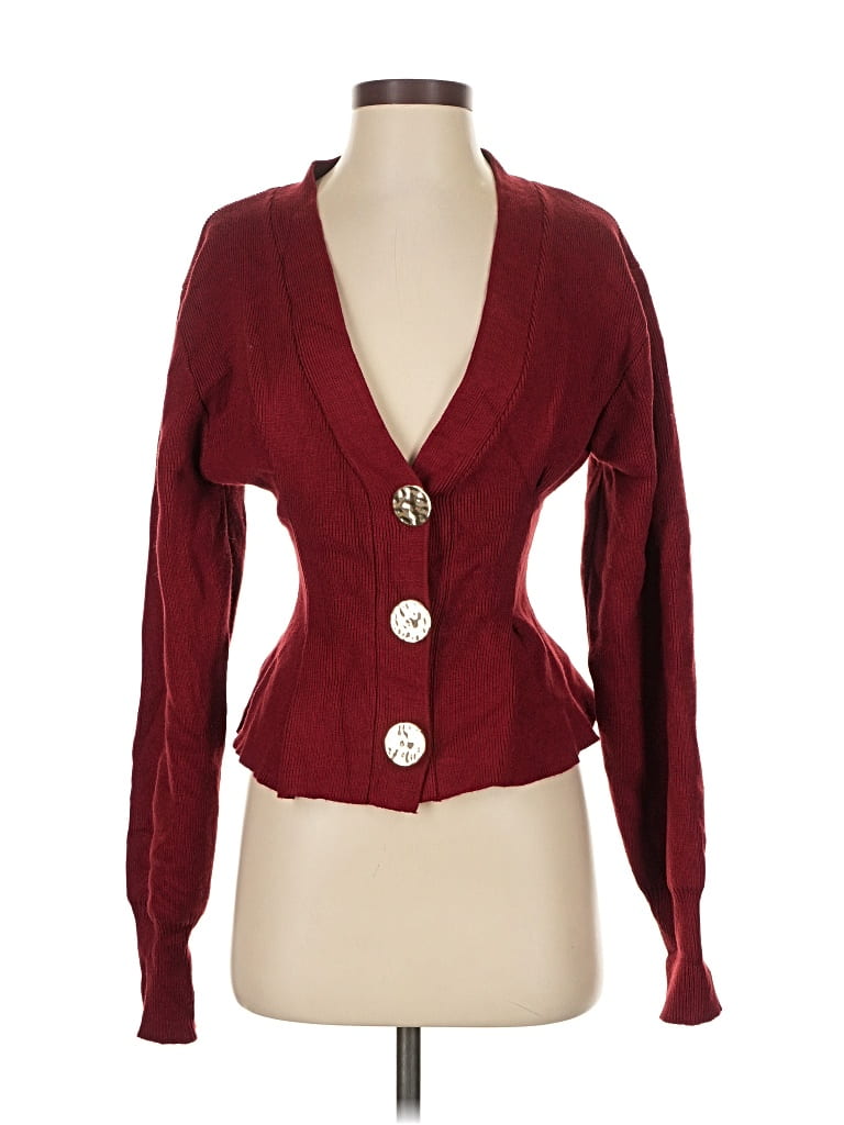 Pre-owned Micas Cardigan Sweater In Burgundy