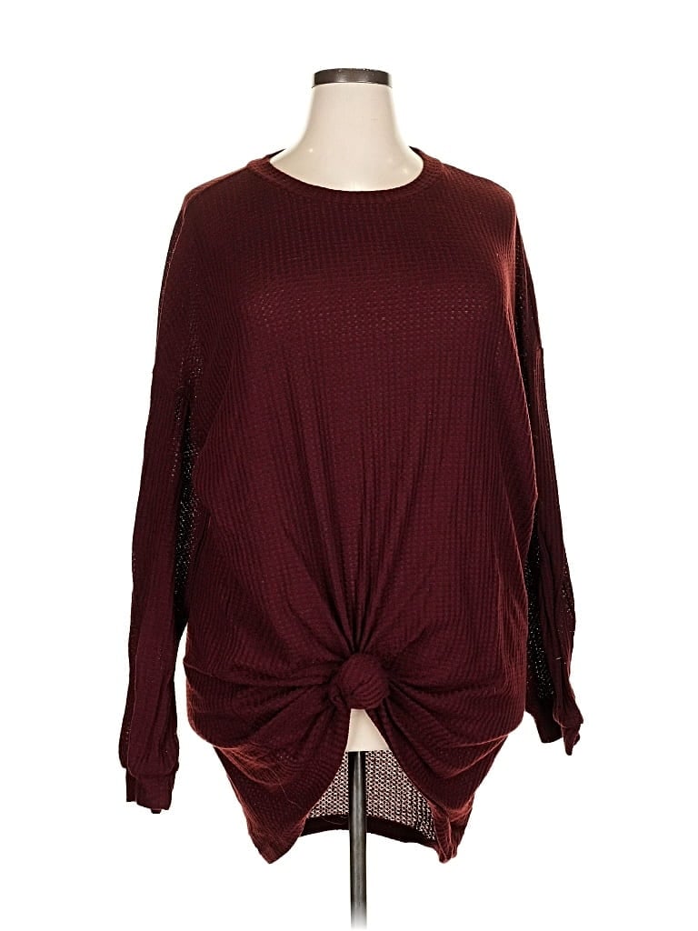 Pre-owned Shein Curve Pullover Sweater In Burgundy