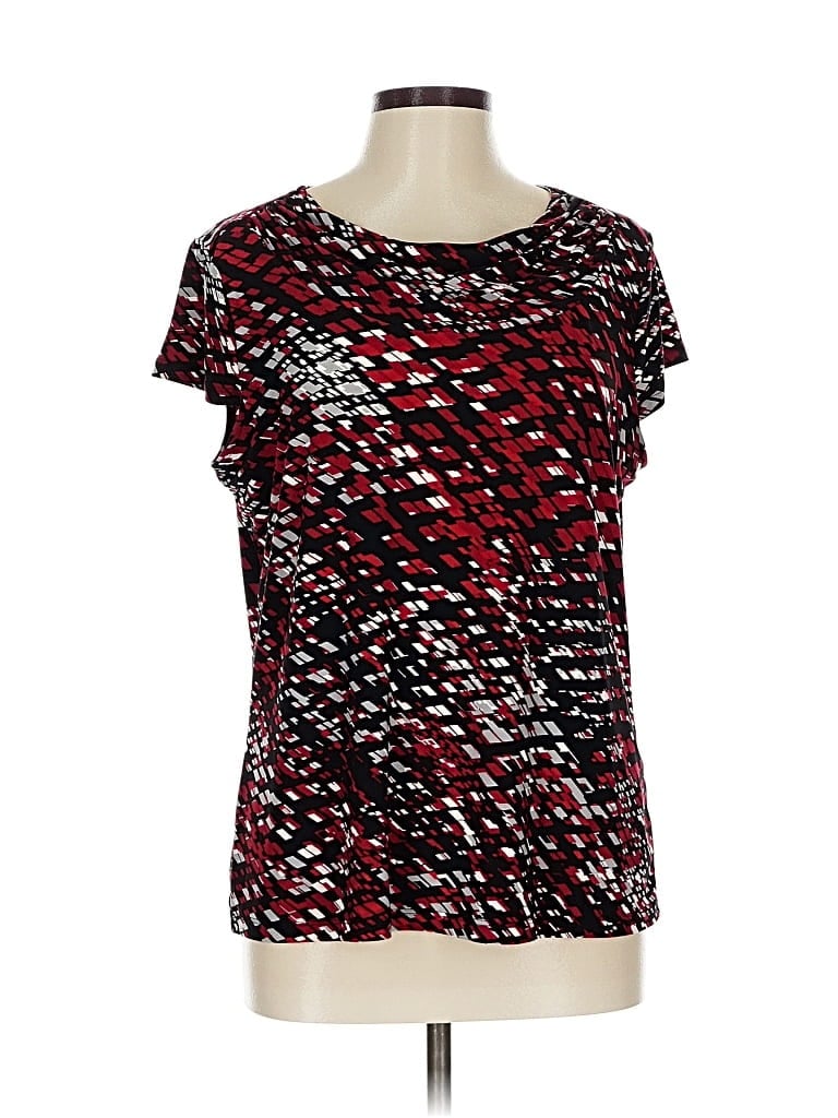 Pre-owned Kasper Short Sleeve Blouse In Red