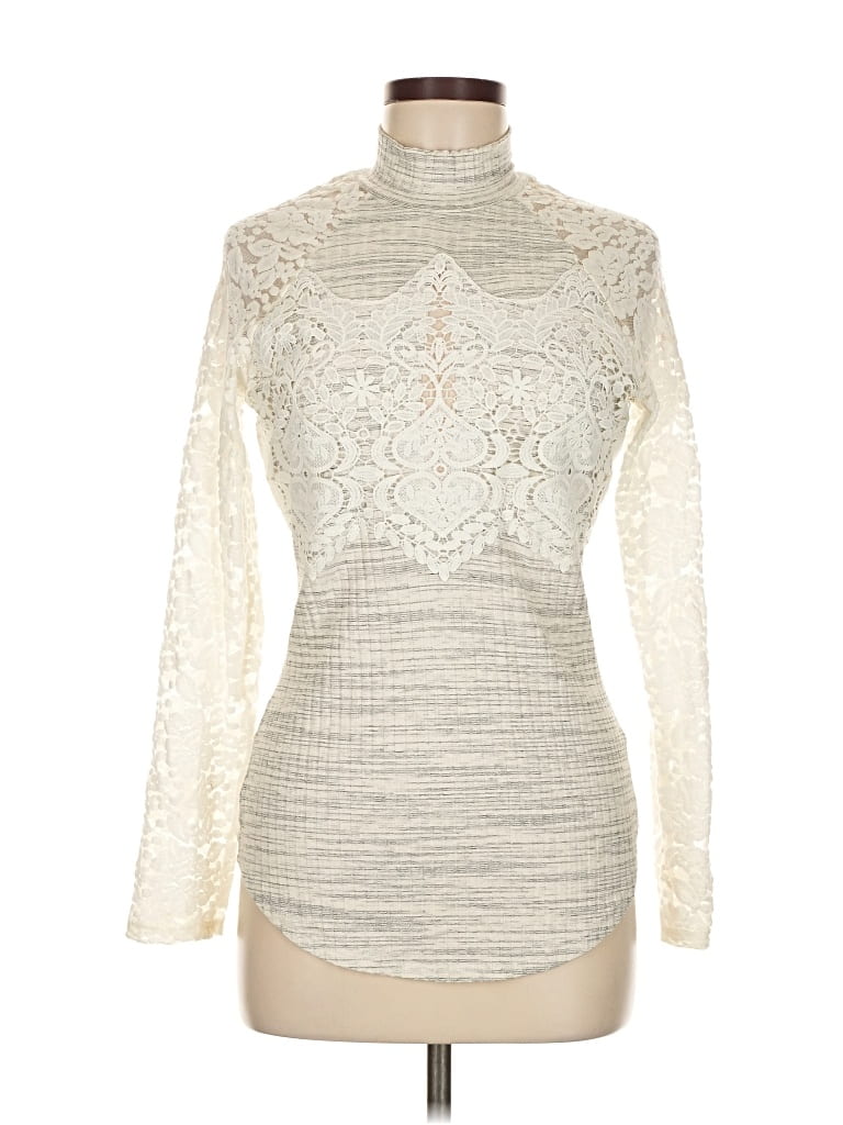 Pre-owned Venus Long Sleeve Top Silver Turtleneck Tops