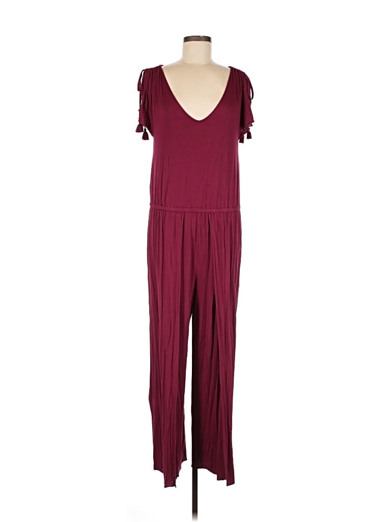 Pre-owned Loft Beach Jumpsuit In Burgundy
