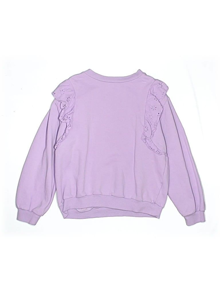 Pre-owned H&m Kids' Long Sleeve Top Purple Ruffles Neckline Tops