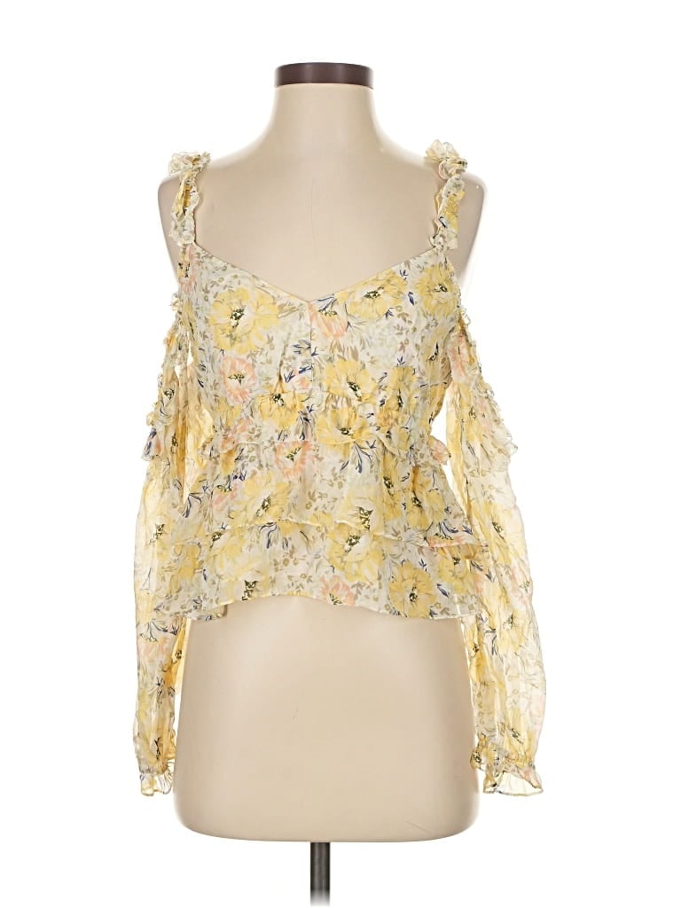 Pre-owned Intermix Tank Top Yellow Strapless Neckline Tops