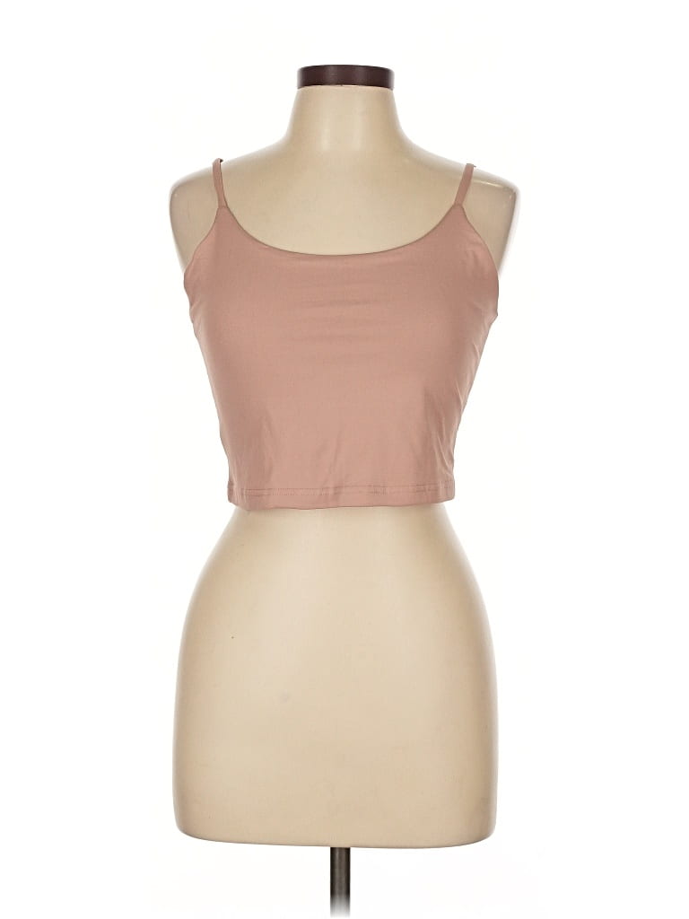 REORIA Pre-owned Tank Top Brown Strapless Neckline Tops