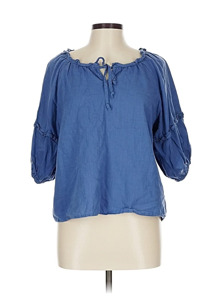 A.N.A. A NEW APPROACH Pre-owned 3/4 Sleeve Blouse In Blue